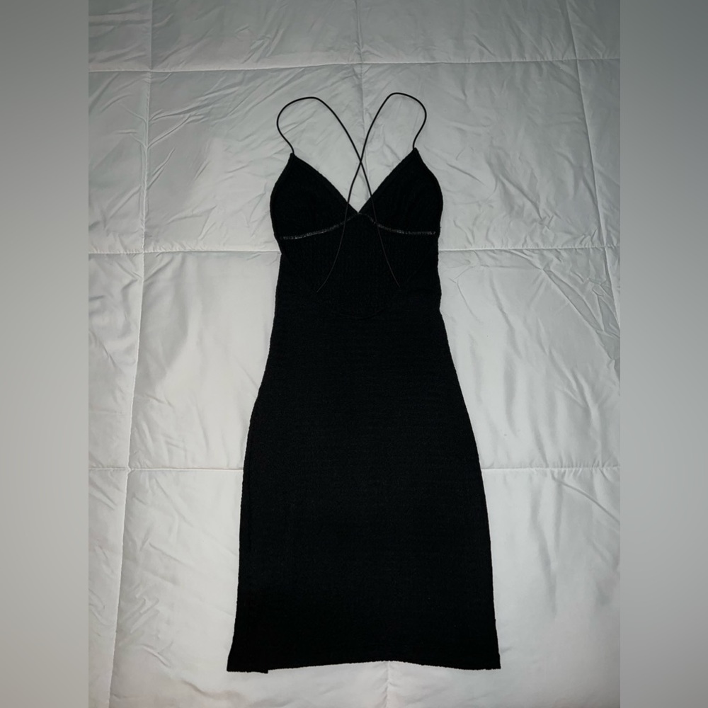 Forever 21 black mini dress with back open.